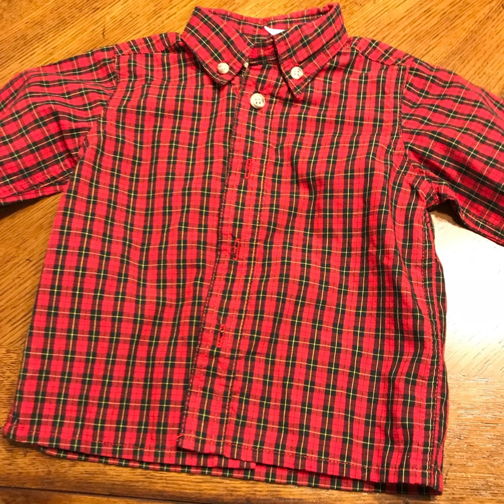Button down shirt and bootcut Carter’s jeans